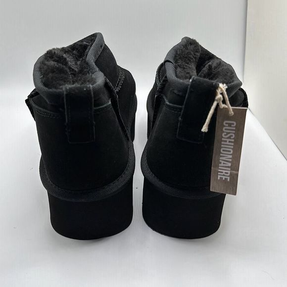 CUSHIONAIRE Women's Genuine Suede pull on platform boot +Memory Foam 8.5 BLACK - Picture 4 of 6